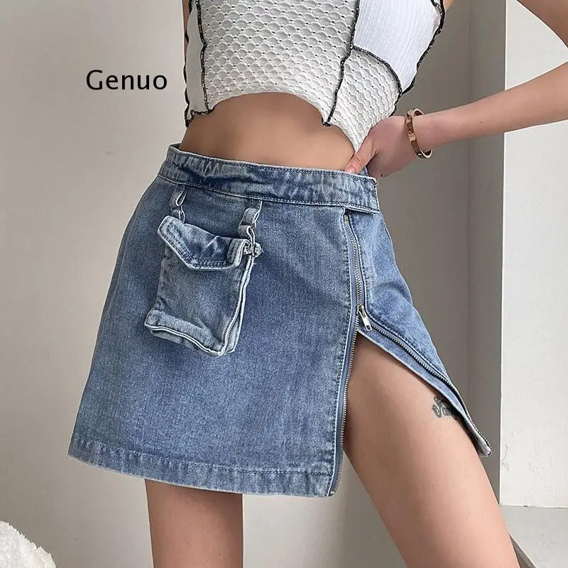 Vintage Blue Zipper A-Line Mini Skirt with Pockets 2021 Summer High Waist Women Denim Skirts Streetwear Short Jupe Jean Femme
Vintage Blue Zipper A-Line Mini Skirt with Pockets 2021 Summer High Waist Women Denim Skirts Streetwear Short Jupe Jean Femme