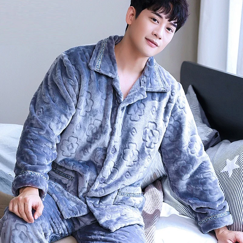 H5903 Pajama Men Thickened Flannel Coral Velvet Plus Size Long Sleeve Nightwear Suit Home Clothes Autumn Winter Male Nightwear
H5903 Pajama Men Thickened Flannel Coral Velvet Plus Size Long Sleeve Nightwear Suit Home Clothes Autumn Winter Male Nightwear