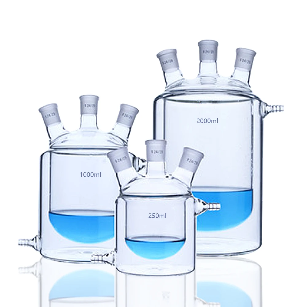 Double layer three port reactor 250-1000ml chemical experiment Jacketed reaction bottle Inner circle and outer plane
Double layer three port reactor 250-1000ml chemical experiment Jacketed reaction bottle Inner circle and outer plane