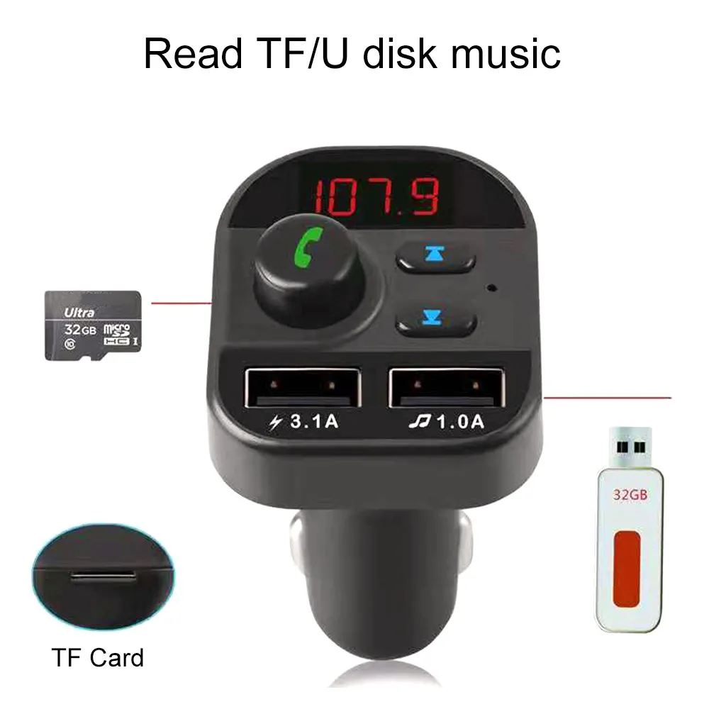 Автомобильный FM-трансмиттер с поддержкой Bluetooth, без потерь, с двумя USB-портами
Автомобильный FM-трансмиттер с поддержкой Bluetooth, без потерь, с двумя USB-портами