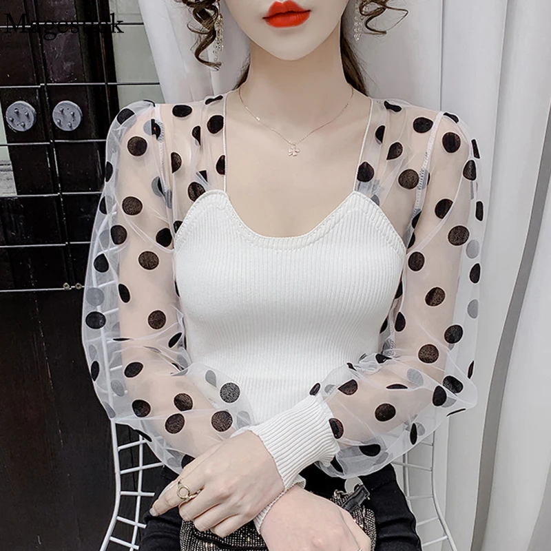 French Patchwork Square Collar Women Blouse Fashion Polka Dot Chiffon Cotton Knitted Tops Autumn Lantern Sleeve Slim Shirt 17371
French Patchwork Square Collar Women Blouse Fashion Polka Dot Chiffon Cotton Knitted Tops Autumn Lantern Sleeve Slim Shirt 17371
