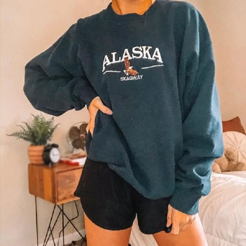 Brand Vintage Eagle Letter Print Pullovers Oversized Sweatshirt Women Plus Size Sports Casual Girls Fall Winter New Streetwear
Brand Vintage Eagle Letter Print Pullovers Oversized Sweatshirt Women Plus Size Sports Casual Girls Fall Winter New Streetwear