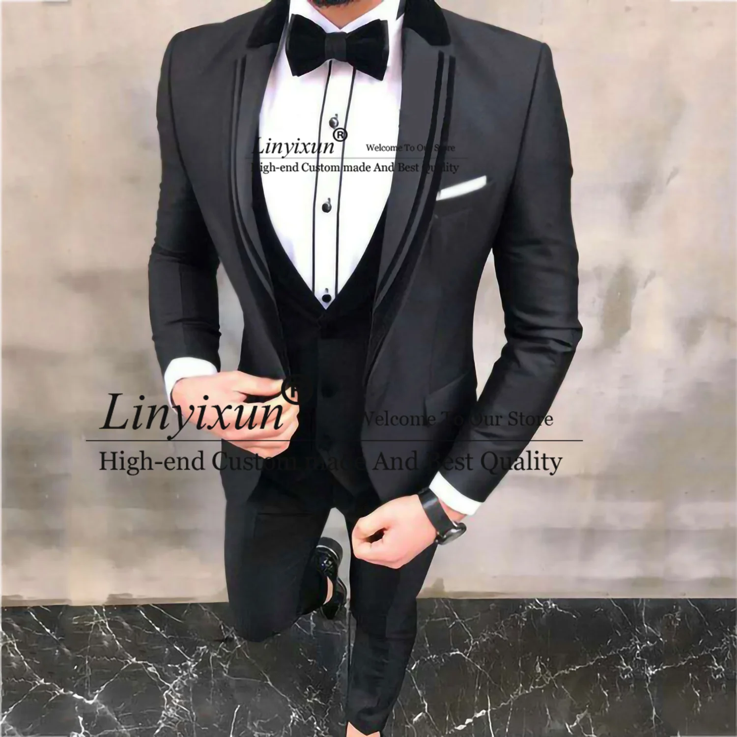 Formal Black Men Suits Peaked Lapel Groom Wedding Party Tuxedo 3 Piece Jacket Vest Pants Set Business Male Blazer Costume Homme
Formal Black Men Suits Peaked Lapel Groom Wedding Party Tuxedo 3 Piece Jacket Vest Pants Set Business Male Blazer Costume Homme