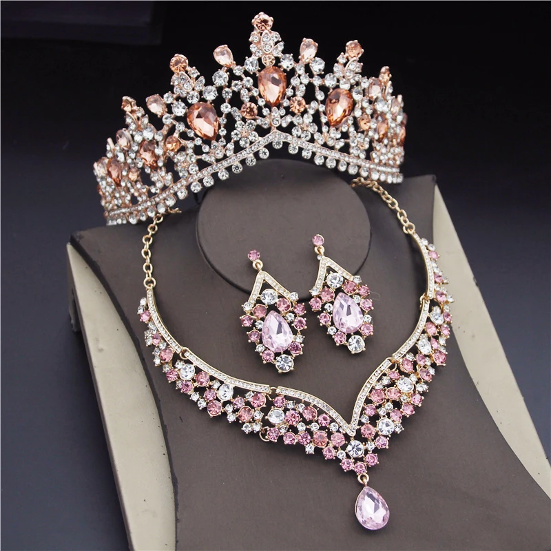 Pink Crystal Tiaras Bridal Jewelry Sets for Women Fashion Earrings Necklaces Set Wedding Dress Crown Necklaces Earring Set
Pink Crystal Tiaras Bridal Jewelry Sets for Women Fashion Earrings Necklaces Set Wedding Dress Crown Necklaces Earring Set
