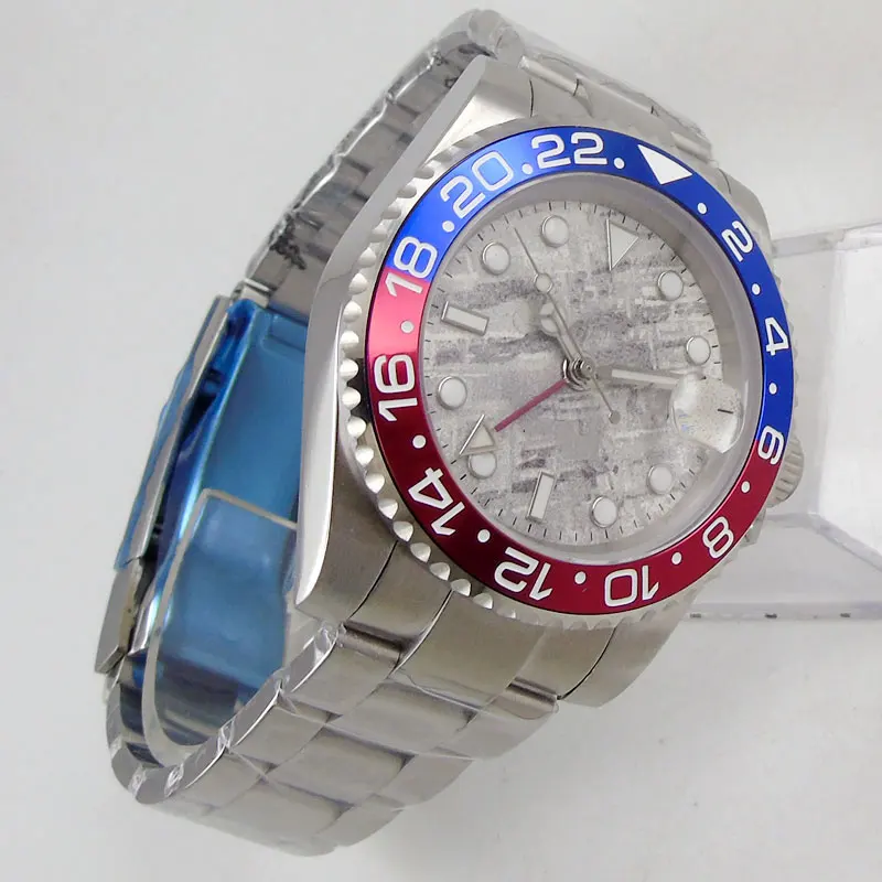 40MM Sterile Dial Sapphire Glass Date Luminous Blue Red Bezel GMT Automatic Movement Men's Watch
40MM Sterile Dial Sapphire Glass Date Luminous Blue Red Bezel GMT Automatic Movement Men's Watch