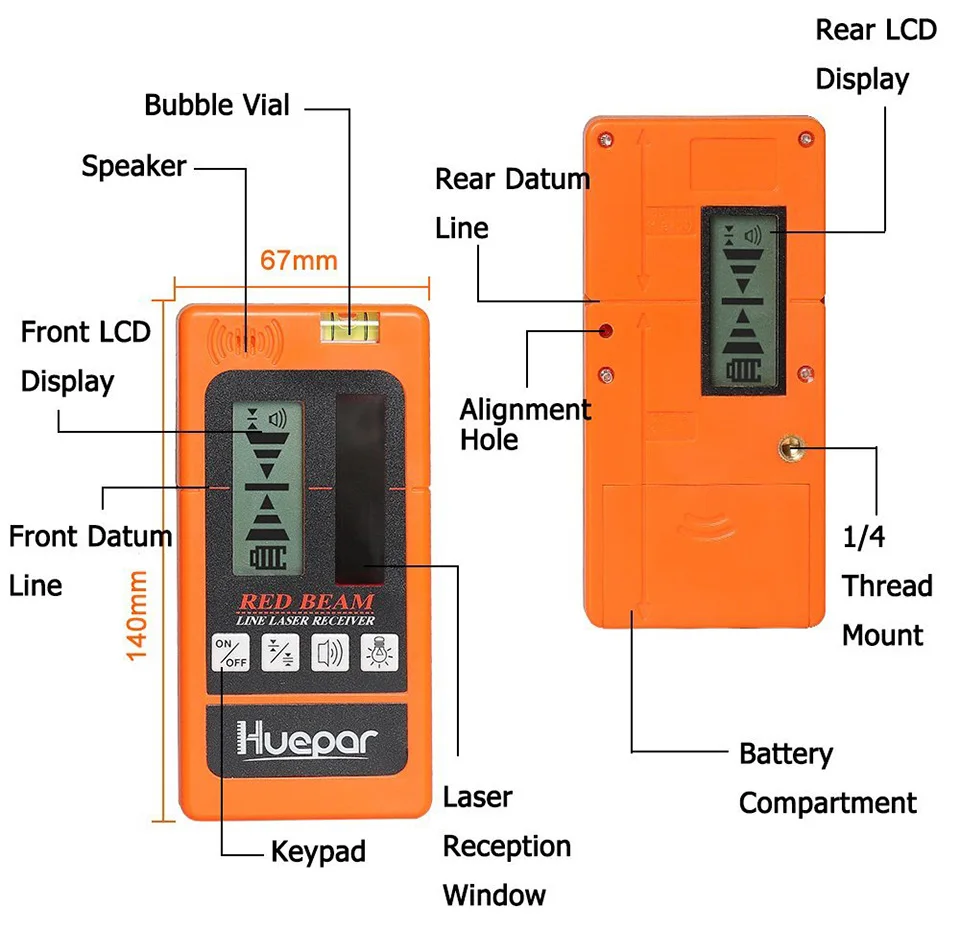 Huepar Laser Detector for Line Laser Red Beam Digital Laser Receiver Used with Pulsing Line Lasers up to 50m Distance - LR635
Huepar Laser Detector for Line Laser Red Beam Digital Laser Receiver Used with Pulsing Line Lasers up to 50m Distance - LR635