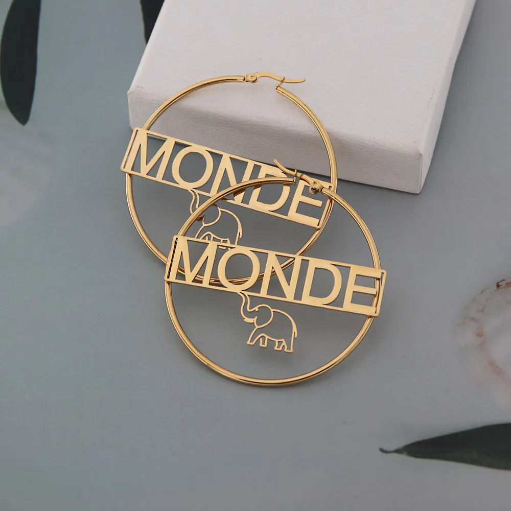 Custom Name Hoop Earrings Personalized Gold Color Stainless Steel For Elephant Earrings Women Letter Nameplate Circle Jewelry
Custom Name Hoop Earrings Personalized Gold Color Stainless Steel For Elephant Earrings Women Letter Nameplate Circle Jewelry
