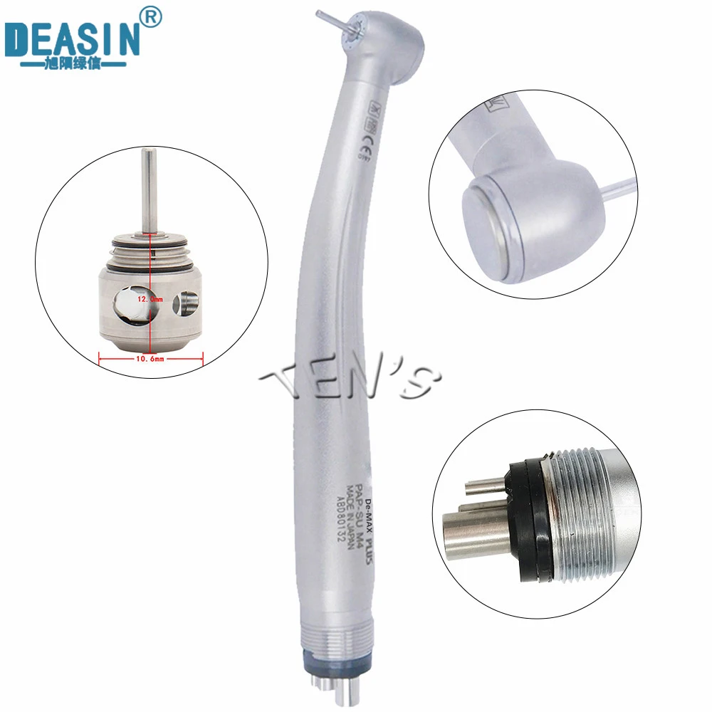 Dental De-Max PLUS Push Button High Speed Handpiece 4 Holes / 2 Holes Ceramic Bearings Clean Head System Quattro Spray
Dental De-Max PLUS Push Button High Speed Handpiece 4 Holes / 2 Holes Ceramic Bearings Clean Head System Quattro Spray