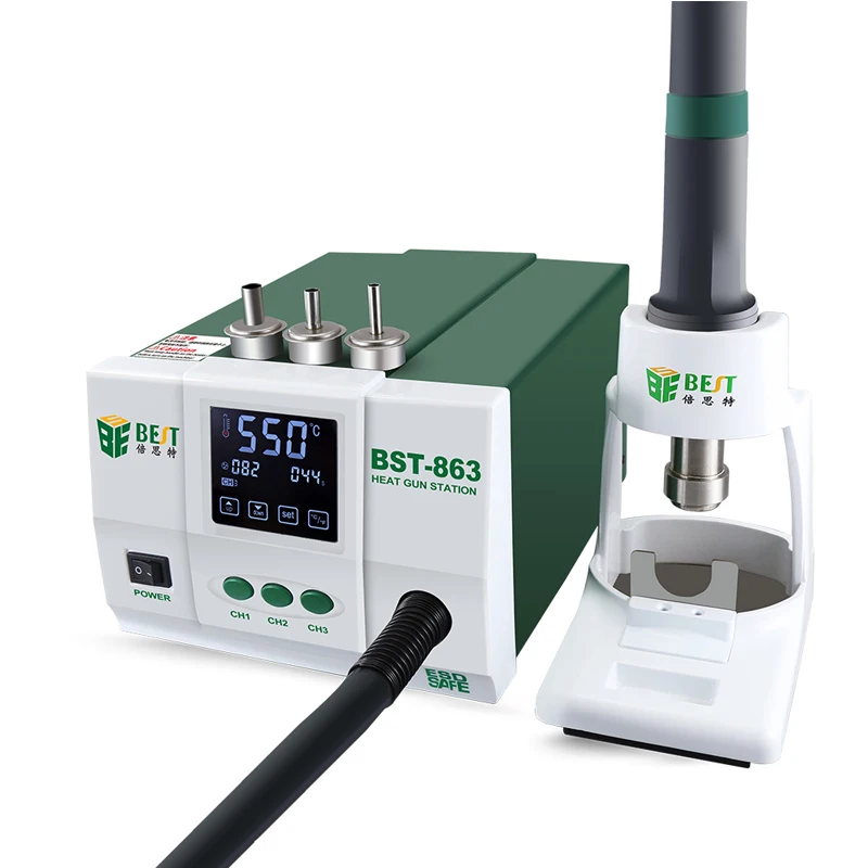 1200W Soldering Station Hot Air Lead Free Digital Touch Screen Display Air Heat Gun Thermostatic SMD Rework Station
1200W Soldering Station Hot Air Lead Free Digital Touch Screen Display Air Heat Gun Thermostatic SMD Rework Station