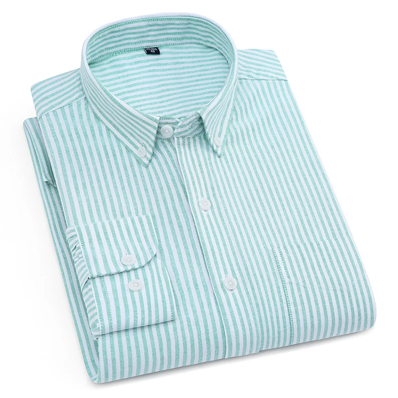 Pure Cotton White Shirts Casual For Men Oxford Long-Sleeved Mens Striped Shirt Leisure Business Formal Chest Pocket Pop Clothes
Pure Cotton White Shirts Casual For Men Oxford Long-Sleeved Mens Striped Shirt Leisure Business Formal Chest Pocket Pop Clothes