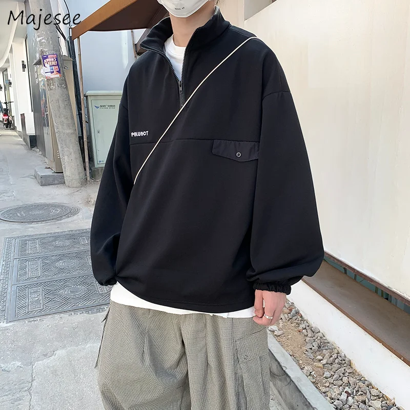 Sweatshirts Men No Hat Vintage Black Plus Velvet Japanese Style Ins Chic Loose New Autumn All-match Harajuku Half High Collar
Sweatshirts Men No Hat Vintage Black Plus Velvet Japanese Style Ins Chic Loose New Autumn All-match Harajuku Half High Collar