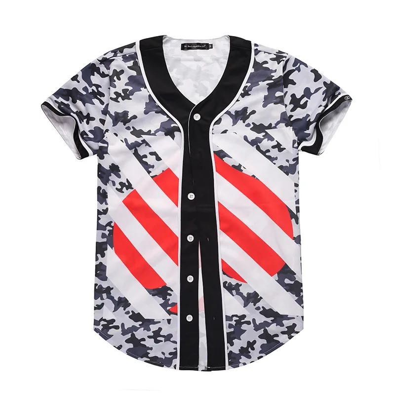 Summer cardigan baseball suit 3D camouflage heart print short-sleeved men's wear
Summer cardigan baseball suit 3D camouflage heart print short-sleeved men's wear