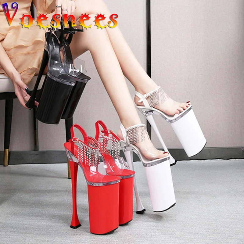 New Super High Heels Nightclub 26CM Model Waterproof Platform Sandals PVC Sexy Transparent Tassel Diamond Steel Pipe Dance Shoes
New Super High Heels Nightclub 26CM Model Waterproof Platform Sandals PVC Sexy Transparent Tassel Diamond Steel Pipe Dance Shoes