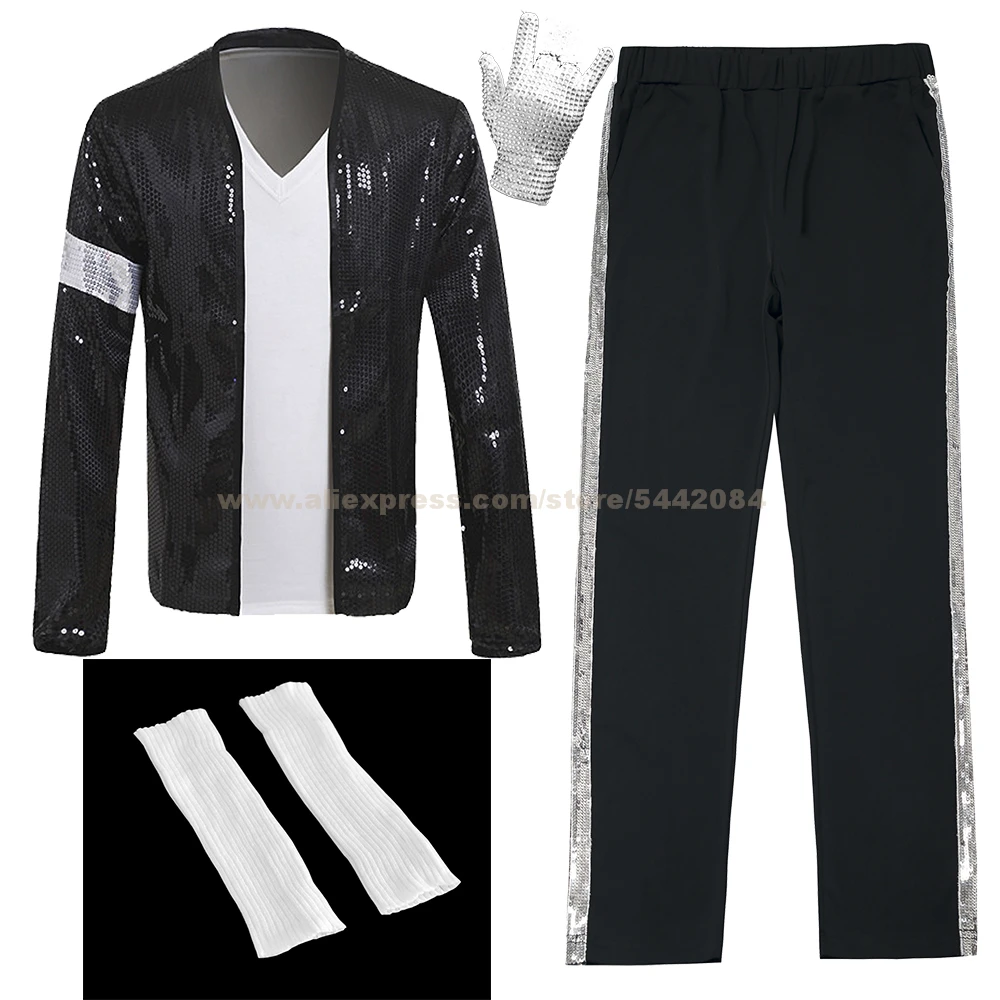 MJ Michael Jackson Billie Jean Suit Outfit Black Armband Jacket Pants Socks Glove Outwear Costume Party Cosplay Prop Collection
MJ Michael Jackson Billie Jean Suit Outfit Black Armband Jacket Pants Socks Glove Outwear Costume Party Cosplay Prop Collection