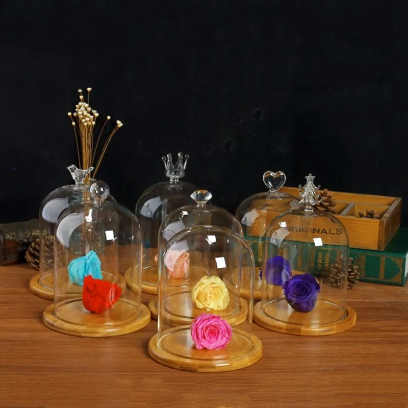 Free Shipping 12*16cm Middle Size Different Top Glass Dome Vase Home Decoration Transparent Cover Bamboo Base Wedding Prop Gift 
Free Shipping 12*16cm Middle Size Different Top Glass Dome Vase Home Decoration Transparent Cover Bamboo Base Wedding Prop Gift