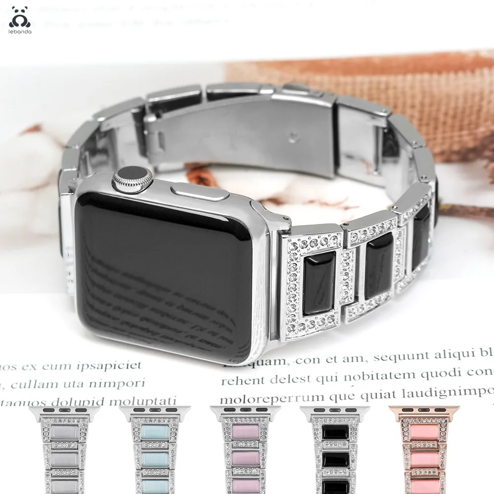 Металлический ремешок из нержавеющей стали для Apple Watch series 7 6SE 5 4 3 с опаловым ремешком, роскошный блестящий камень для iWatch 41 45 мм
Металлический ремешок из нержавеющей стали для Apple Watch series 7 6SE 5 4 3 с опаловым ремешком, роскошный блестящий камень для iWatch 41 45 мм