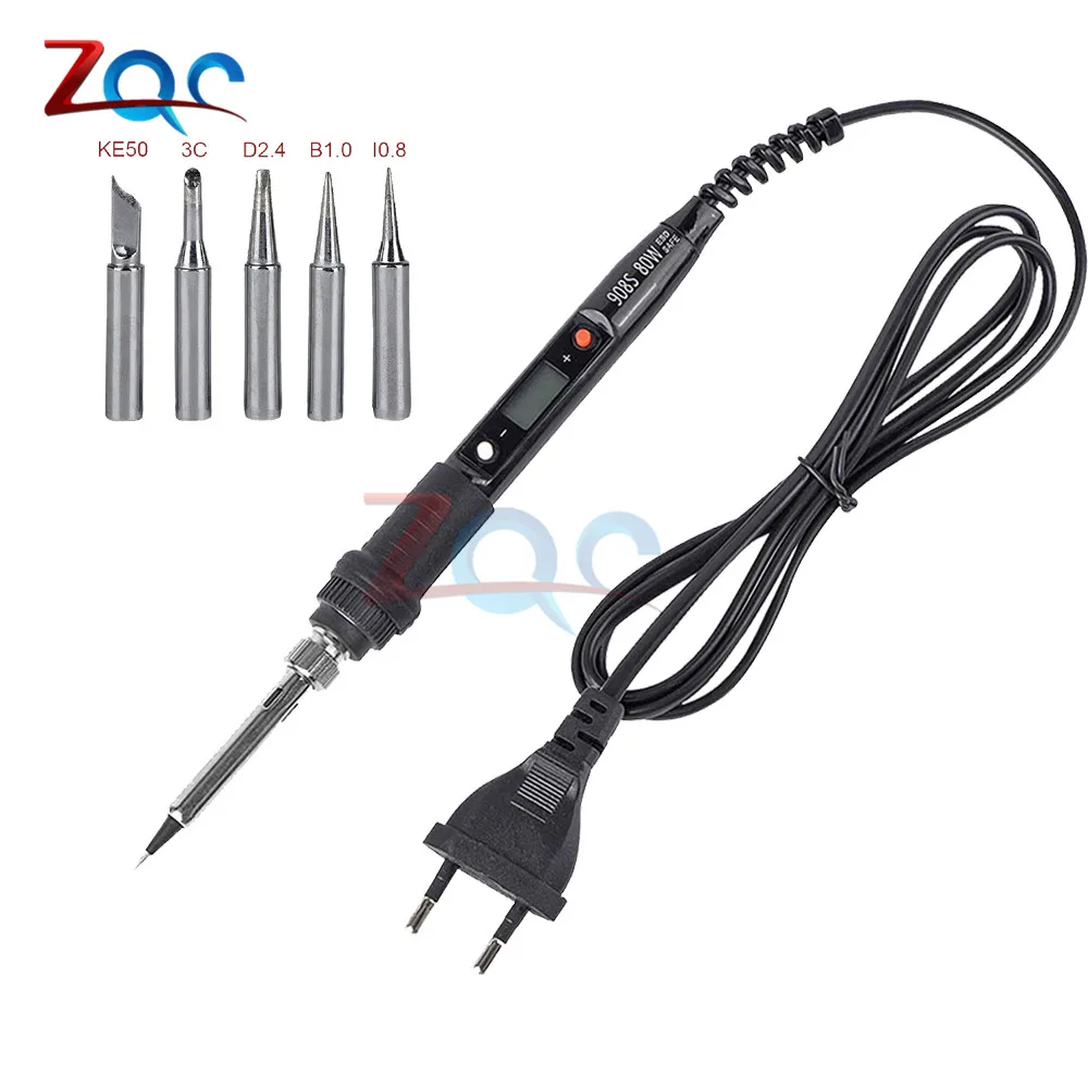 LCD Electric Soldering Iron 908S Adjustable Temperature Solder Iron with Soldering Iron Tips EU Plug 220V /US Plug 110V 80W
LCD Electric Soldering Iron 908S Adjustable Temperature Solder Iron with Soldering Iron Tips EU Plug 220V /US Plug 110V 80W