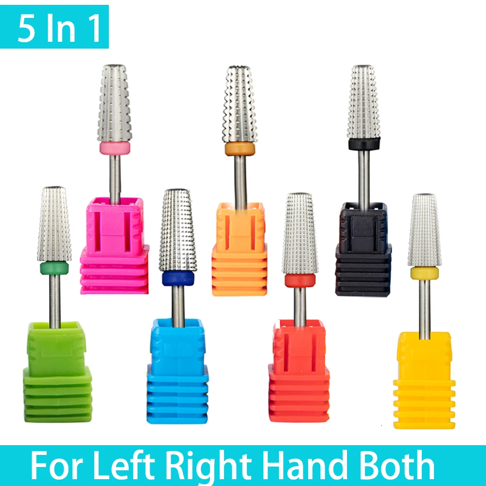 New 5 IN 1 Tapered Carbide Nail Drill Bits Two-Way Carbide Bit Drill Accessories Milling Cutter For Manicure left and right hand
New 5 IN 1 Tapered Carbide Nail Drill Bits Two-Way Carbide Bit Drill Accessories Milling Cutter For Manicure left and right hand