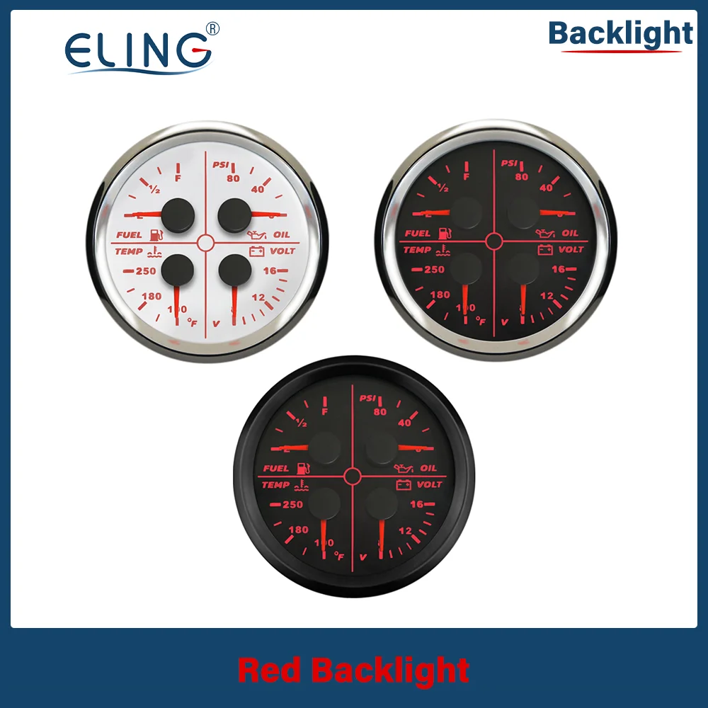 ELING Newest 85mm 4 in 1 Multifunction Meter Oil Pressure Water Temperature Oil Level 8-16V Voltmeter for Cars Ships
ELING Newest 85mm 4 in 1 Multifunction Meter Oil Pressure Water Temperature Oil Level 8-16V Voltmeter for Cars Ships