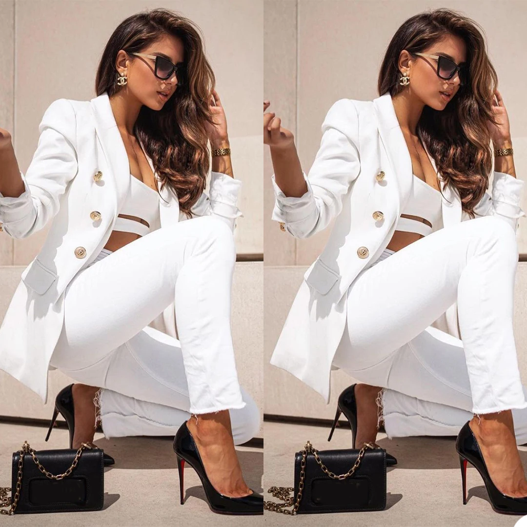 White Office Lady Suits 2 Pieces Women Formal Work Outfit Evening Party Prom Blazer Tuxedos Wear (Jacket+Pants)
White Office Lady Suits 2 Pieces Women Formal Work Outfit Evening Party Prom Blazer Tuxedos Wear (Jacket+Pants)