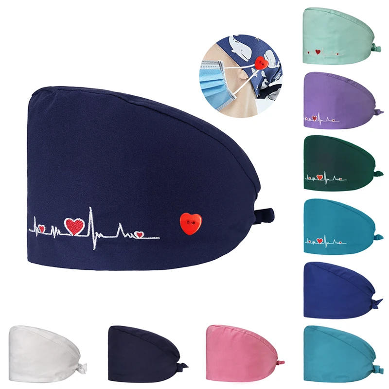 Nurse Hats with Buttons Heart Shape Embroidery Adjustable Unisex Cotton Beauty Care Work Lab Pet Doctor Surgical Cap Women
Nurse Hats with Buttons Heart Shape Embroidery Adjustable Unisex Cotton Beauty Care Work Lab Pet Doctor Surgical Cap Women