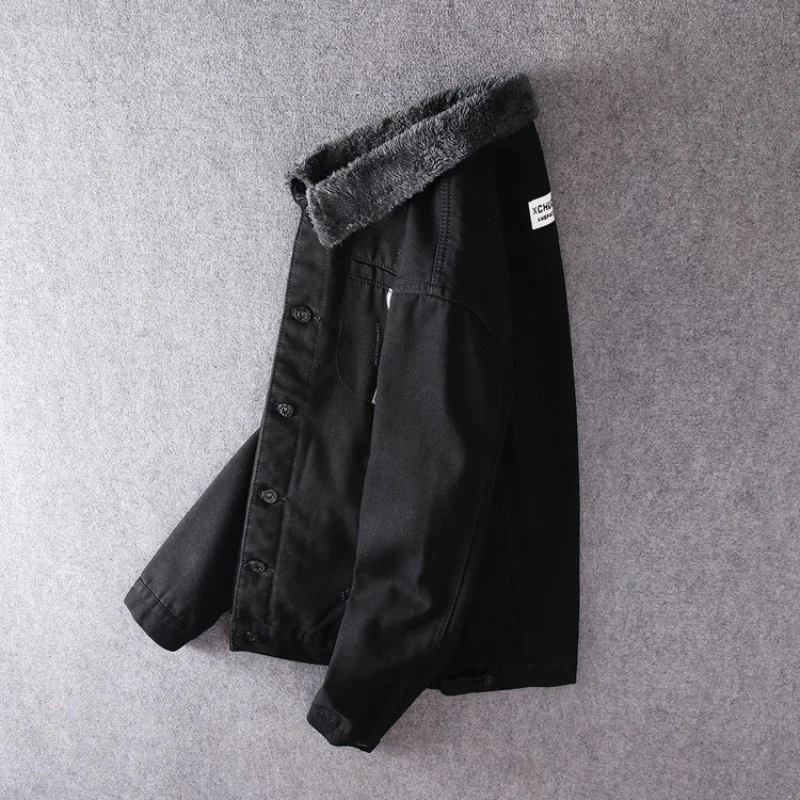 Winter 2022 Lapel Fleece Denim Jacket Mens Warm Large Size 5XL Casual Outerwear Street Slim Long Sleeve Black Motorcycle Jackets
Winter 2022 Lapel Fleece Denim Jacket Mens Warm Large Size 5XL Casual Outerwear Street Slim Long Sleeve Black Motorcycle Jackets