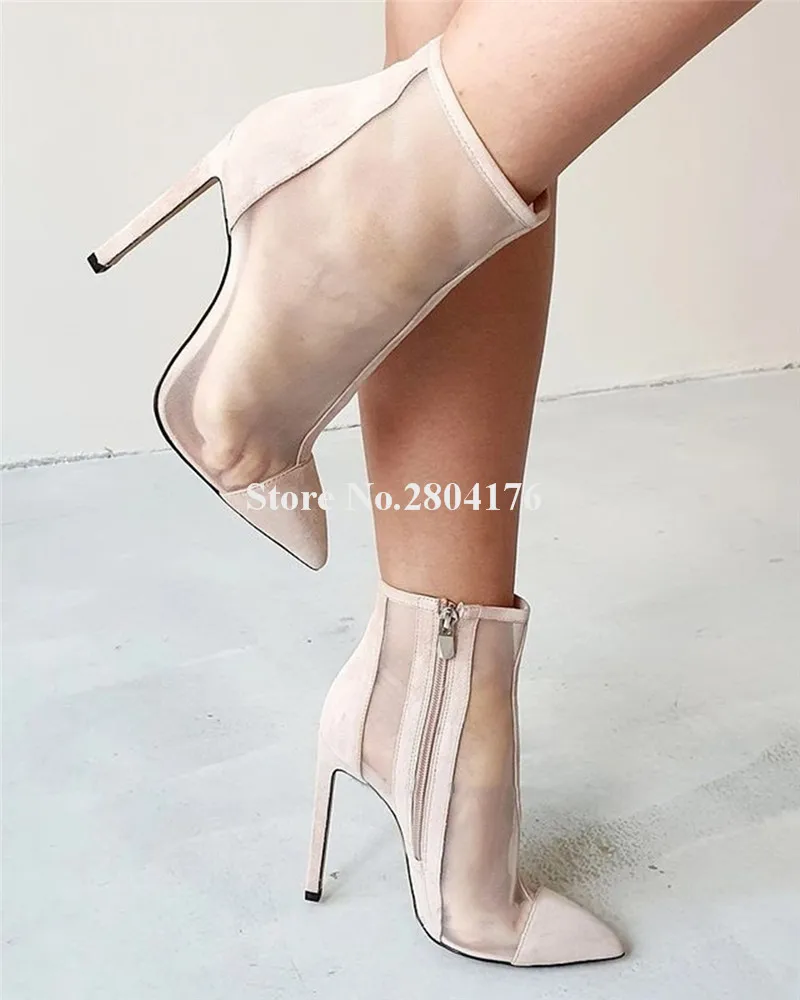 Mesh Short Boots Pointed Toe Patchwork Stiletto Heel Stiletto Heel Short Boots Nude Black Zipper-up High Heel Ankle Booties
Mesh Short Boots Pointed Toe Patchwork Stiletto Heel Stiletto Heel Short Boots Nude Black Zipper-up High Heel Ankle Booties