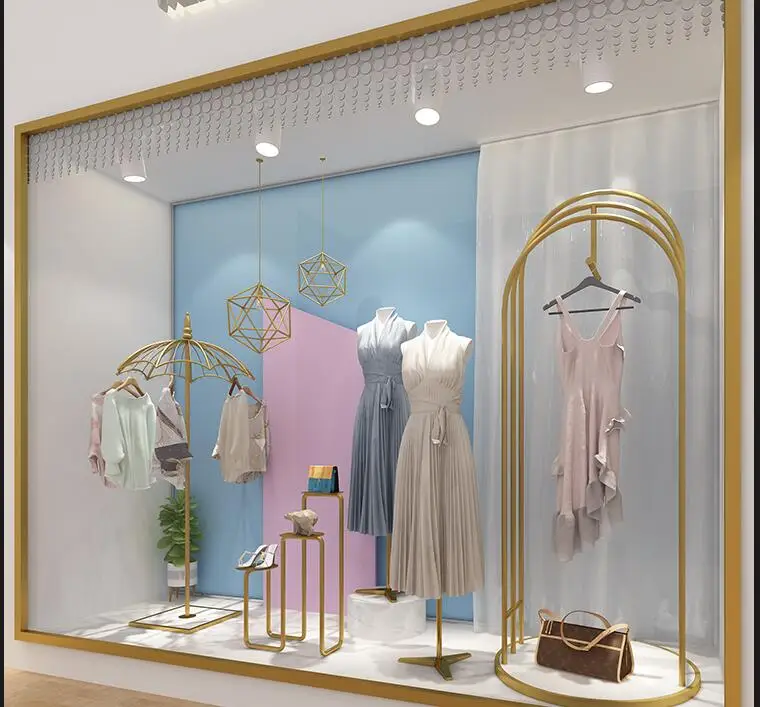 Clothing store window display rack women's decorative shoe bag rack display stand
Clothing store window display rack women's decorative shoe bag rack display stand