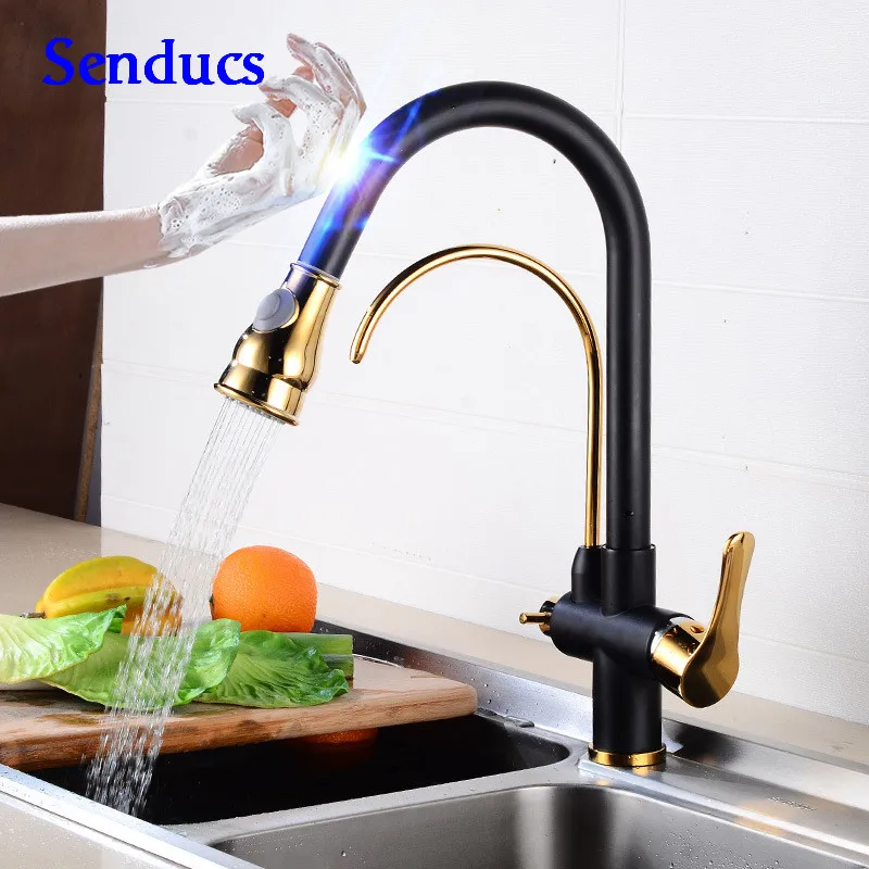 Touch Kitchen Faucets Senducs Three Ways Filter Pull Out Kitchen Sink Faucets Solid Brass Black Gold Sensor Touch Kitchen Faucet
Touch Kitchen Faucets Senducs Three Ways Filter Pull Out Kitchen Sink Faucets Solid Brass Black Gold Sensor Touch Kitchen Faucet
