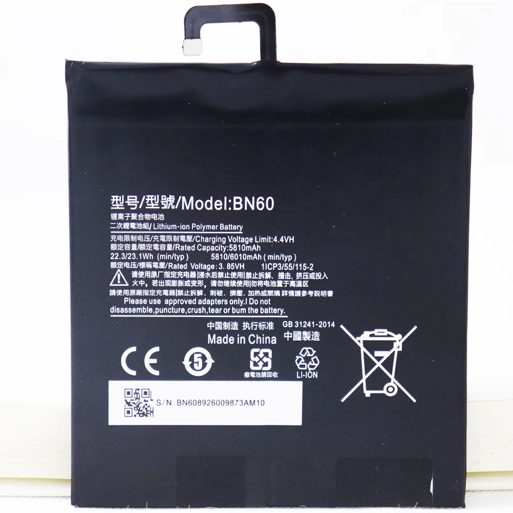 5pcs 10pcs Tablet Battery BN60 For Xiaomi Pad 4 Mipad 4 5810mAh bn60 Xiao Mi Tablet Replacement
5pcs 10pcs Tablet Battery BN60 For Xiaomi Pad 4 Mipad 4 5810mAh bn60 Xiao Mi Tablet Replacement