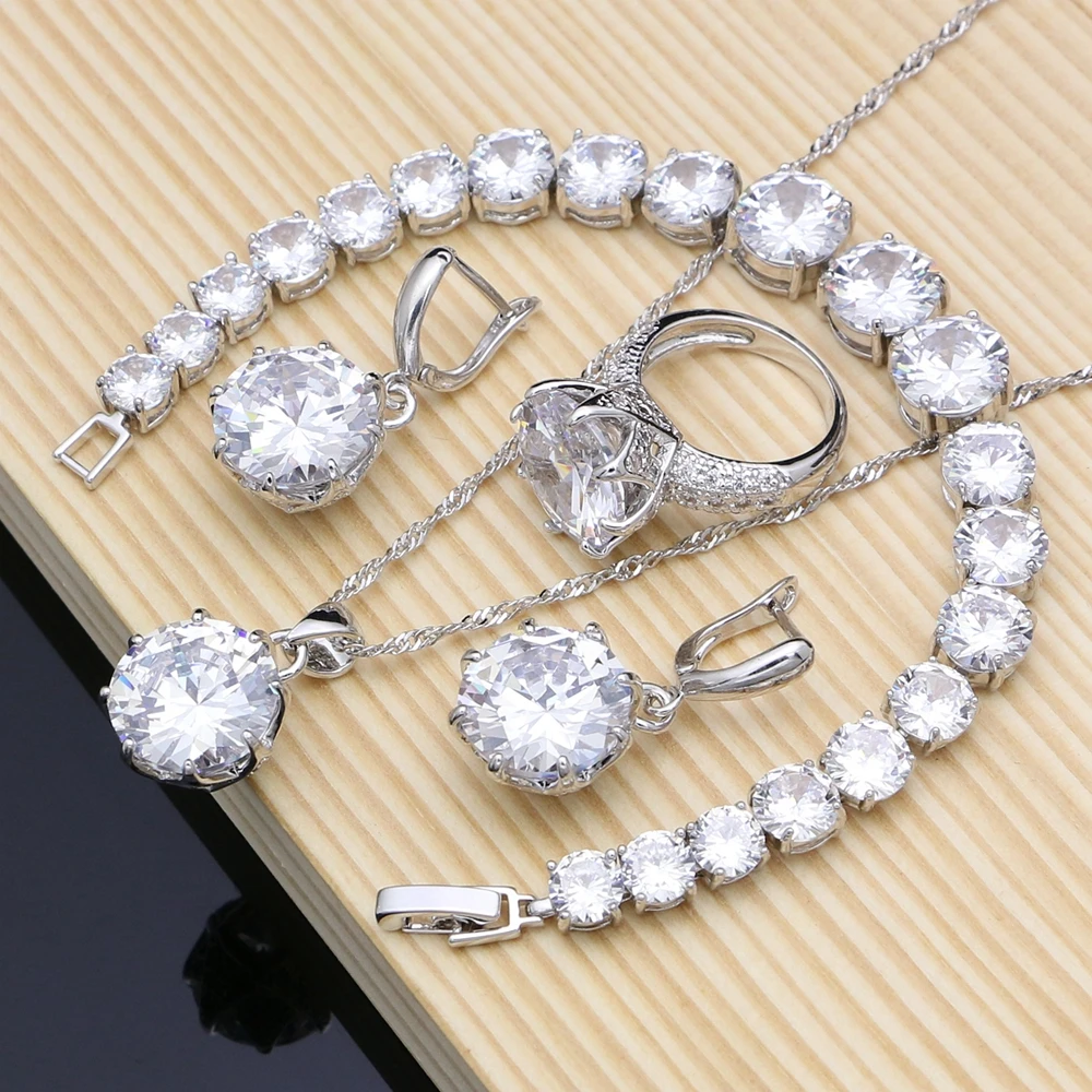 Natural 925 Silver Bridal Jewelry White Zircon Jewelry Sets For Women Wedding Earrings Pendant Necklace Rings Bracelet
Natural 925 Silver Bridal Jewelry White Zircon Jewelry Sets For Women Wedding Earrings Pendant Necklace Rings Bracelet