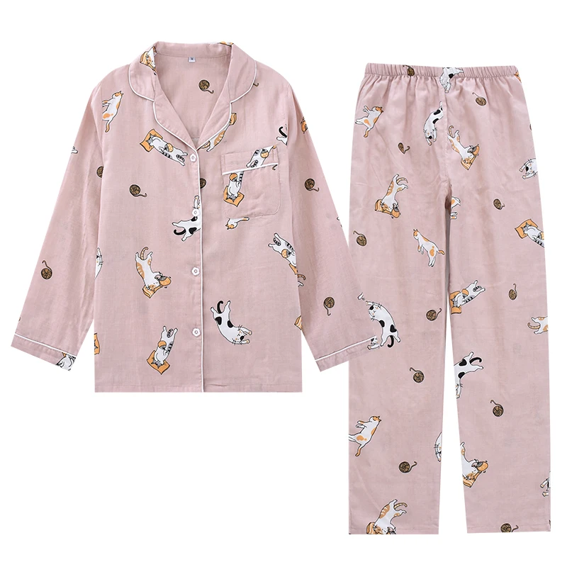 Women & Men Leisure Loose Pajamas Suit 2 Piece Set Sleepwear Spring Autumn Cotton Gauze Couples Long Sleeve Pajama Home Clothing
Women & Men Leisure Loose Pajamas Suit 2 Piece Set Sleepwear Spring Autumn Cotton Gauze Couples Long Sleeve Pajama Home Clothing