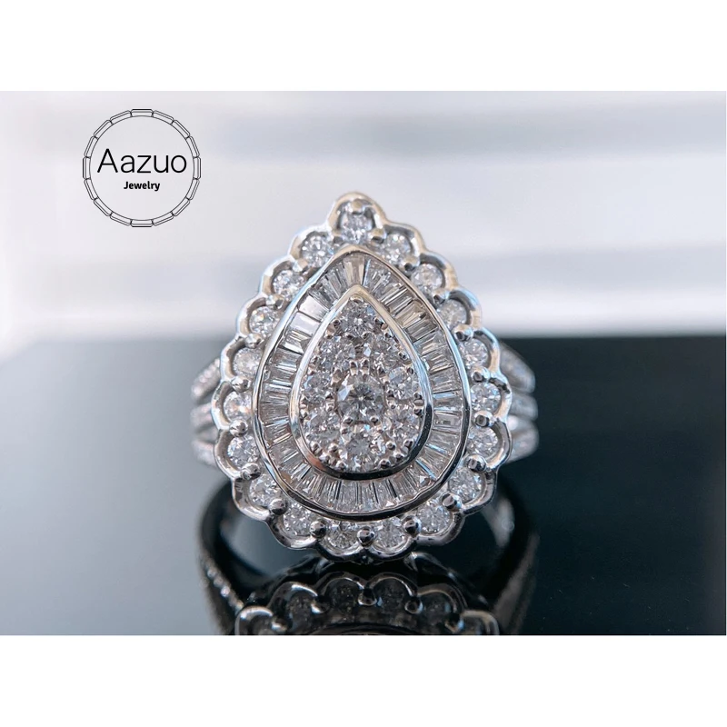 Aazuo 18K Solid White Gold Real Diamond 1.2ct Luxury Ladder WaterDrop Ring Gift For Woman High Class Banquet Engagement Party
Aazuo 18K Solid White Gold Real Diamond 1.2ct Luxury Ladder WaterDrop Ring Gift For Woman High Class Banquet Engagement Party