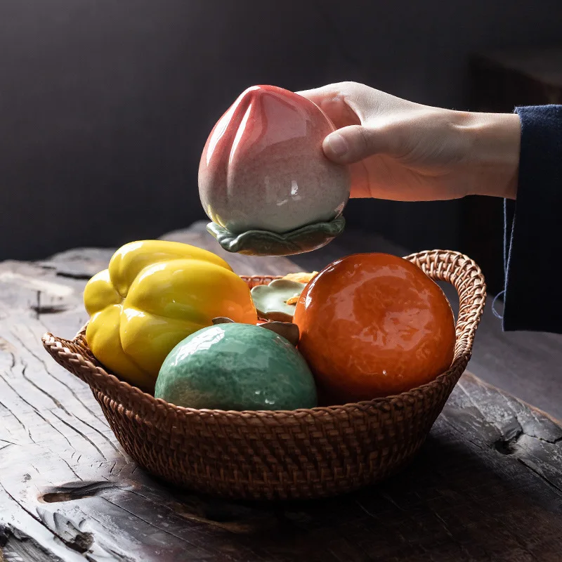 Ceramic simulation fruits Persimmon Pepper Peach Sealed Jar Moisture-proof tea caddy Seasoning storage Home kitchen Decoration
Ceramic simulation fruits Persimmon Pepper Peach Sealed Jar Moisture-proof tea caddy Seasoning storage Home kitchen Decoration