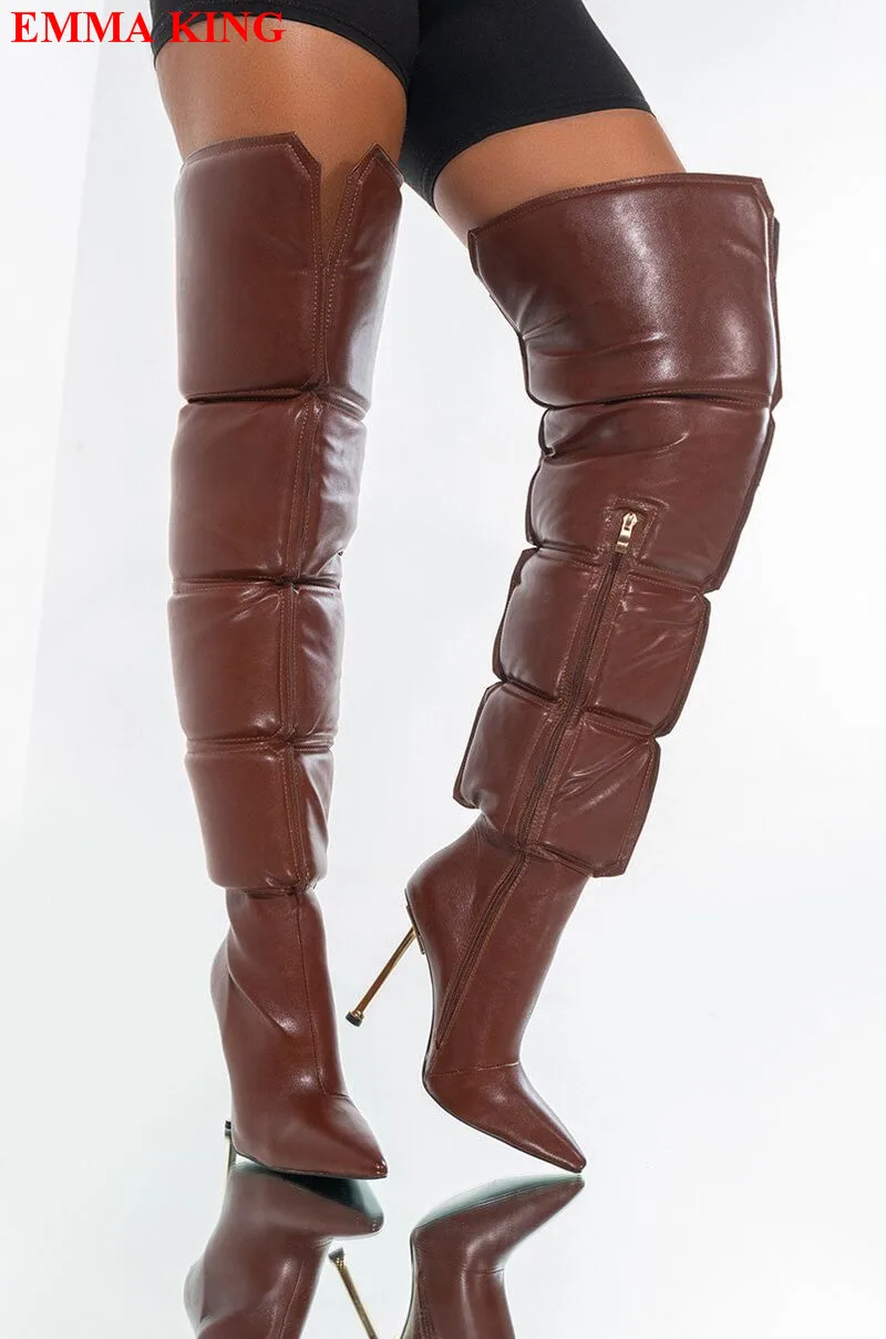 Fashion Women Winter Brown Thigh High Boots Slip On Pointed Toe Over The Knee Boots Women Lady Metal High Heels Long Boots Shoes
Fashion Women Winter Brown Thigh High Boots Slip On Pointed Toe Over The Knee Boots Women Lady Metal High Heels Long Boots Shoes