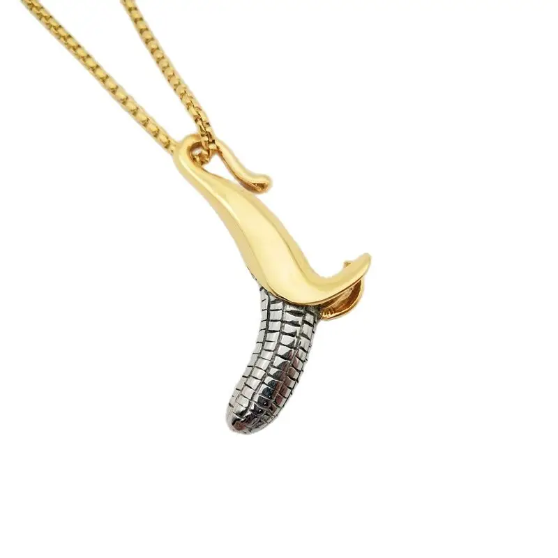 Retro Color 2 tone Peeled Off Banana Pendant Necklace Creative Stainless Steel 3D Fruit Necklace For Women Men Fashion jewelry
Retro Color 2 tone Peeled Off Banana Pendant Necklace Creative Stainless Steel 3D Fruit Necklace For Women Men Fashion jewelry