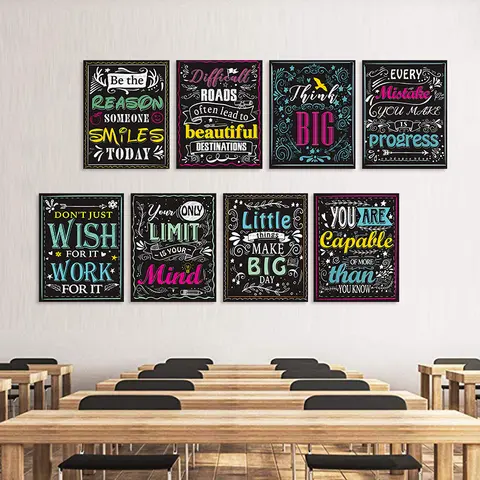 English Inspirational Canvas Painting Motivational Poster School Office Classroom Wall Pictures for Teacher Students School