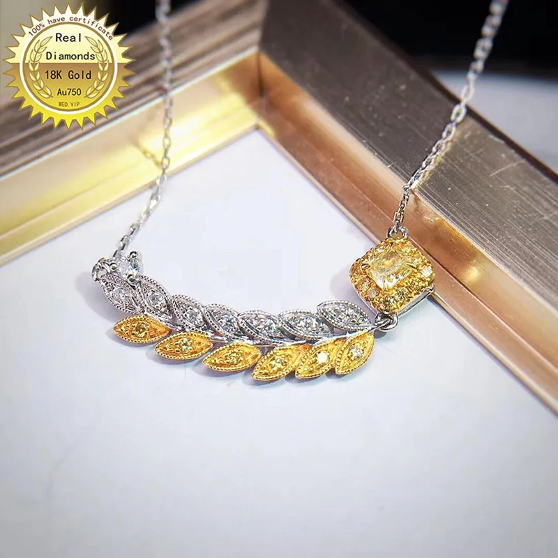 18K gold necklace natural 0.17ct yellow diamond and 0.18ct white diamonds necklace 001
18K gold necklace natural 0.17ct yellow diamond and 0.18ct white diamonds necklace 001
