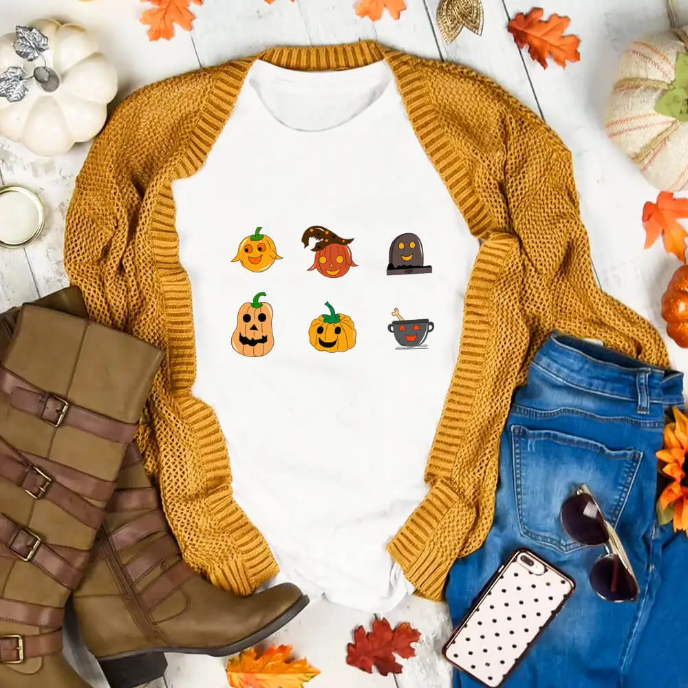 Cute Cartoon Halloween Graphic Print 100%Cotton Women Tshirt Unisex Funny Autumn Casual Short Sleeve Top Halloween Party Shirt
Cute Cartoon Halloween Graphic Print 100%Cotton Women Tshirt Unisex Funny Autumn Casual Short Sleeve Top Halloween Party Shirt