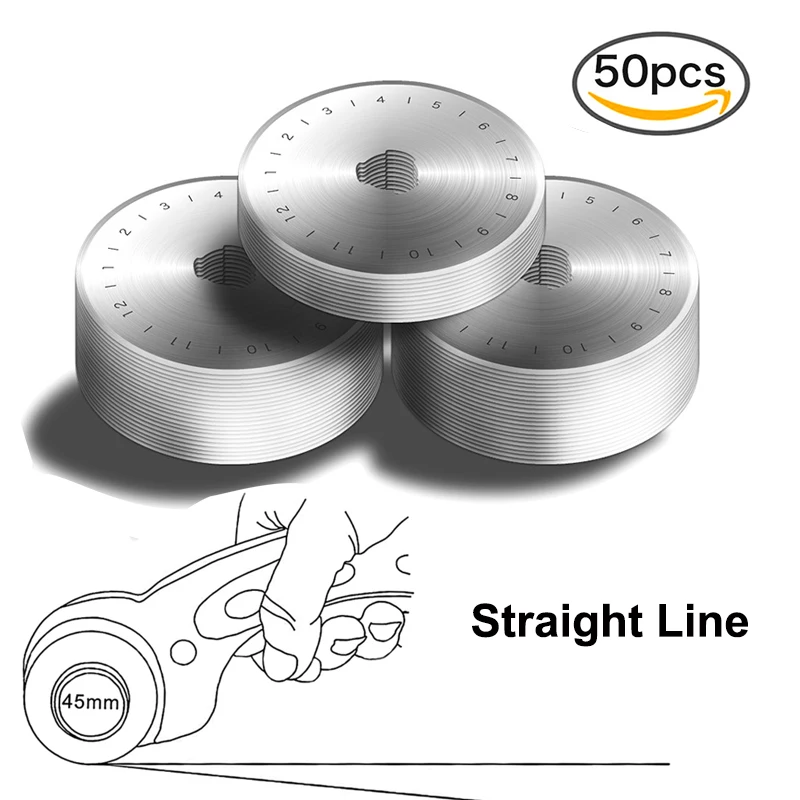 50pcs 45mm Rotary Cutter Blades Straight Line Fabric Leather Cutter Blade for Patchwork Quilting Cutting Circular Disc
50pcs 45mm Rotary Cutter Blades Straight Line Fabric Leather Cutter Blade for Patchwork Quilting Cutting Circular Disc
