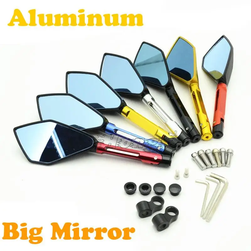 Pair Universal 8mm/10mm Screw Aluminum Motorcycle Bigger Rear view Mirror Motorcycle Side Mirrors Blue Glass For Honda Yamaha
Pair Universal 8mm/10mm Screw Aluminum Motorcycle Bigger Rear view Mirror Motorcycle Side Mirrors Blue Glass For Honda Yamaha