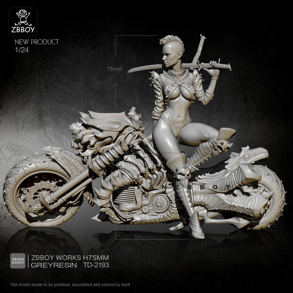 1/24 Resin Figure Kits punk machine fire motorcycle female swordsman self-assembled TD-2193
1/24 Resin Figure Kits punk machine fire motorcycle female swordsman self-assembled TD-2193