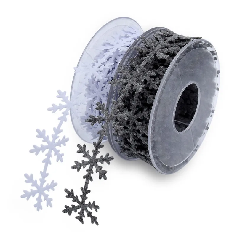 Hot selling non-woven snowflake decoration belt ultrasonic embossing Christmas day decoration DIY ribbon
Hot selling non-woven snowflake decoration belt ultrasonic embossing Christmas day decoration DIY ribbon