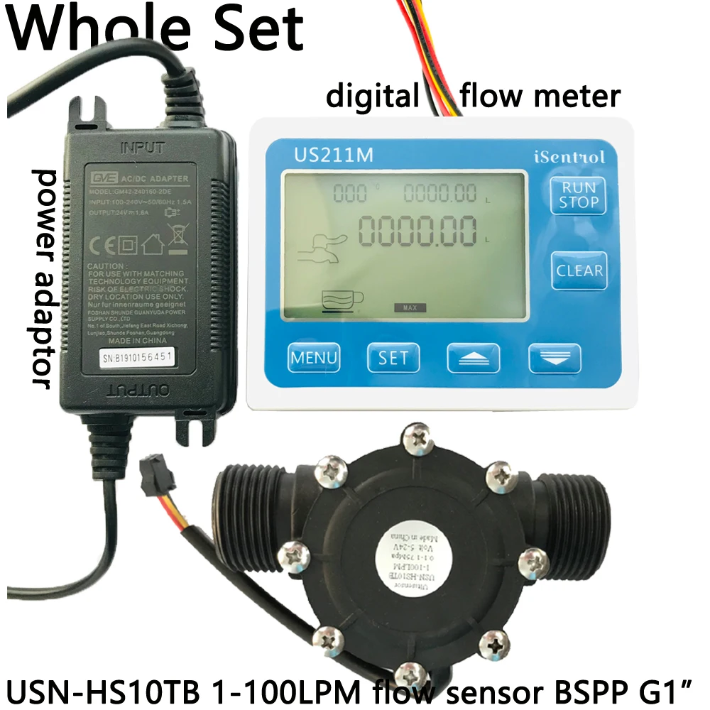 US211M Digital Flow Sensor Meter & USN-HS10TB PA66 Nylon and Fibre Glass Hall Flow Sensor Measurement 1-100L/minBSPP G1" Dijiang
US211M Digital Flow Sensor Meter & USN-HS10TB PA66 Nylon and Fibre Glass Hall Flow Sensor Measurement 1-100L/minBSPP G1" Dijiang
