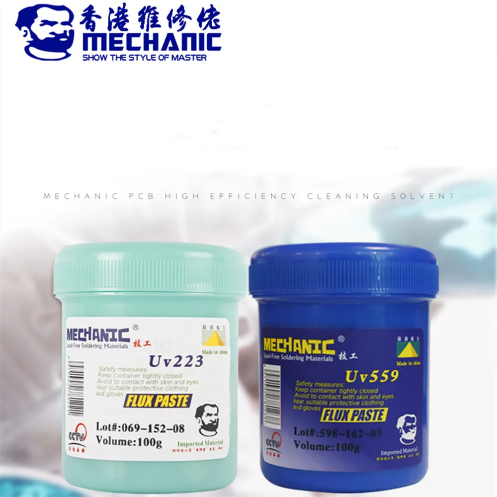 MECHANIC UV 559 / UV 223 Welding Flux BGA Solder Ball Repair Solder Auxiliary Soldering Paste Repair Tools 100G
MECHANIC UV 559 / UV 223 Welding Flux BGA Solder Ball Repair Solder Auxiliary Soldering Paste Repair Tools 100G