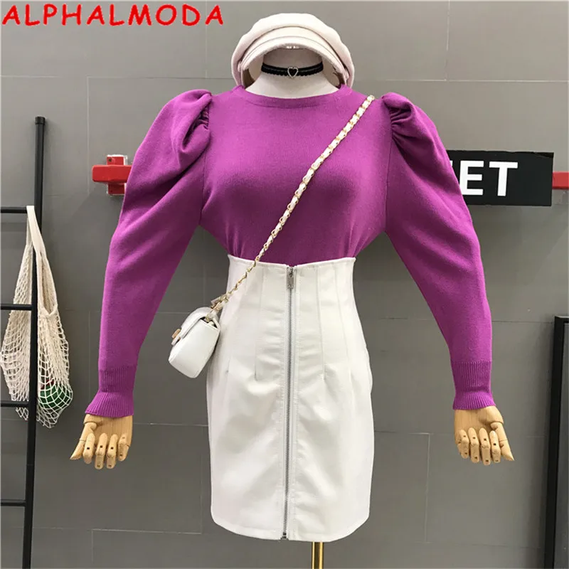 Женский вязаный свитер ALPHALMODA, пуловер с рукавами-фонариками на осень и зиму с круглым воротником, 2019
Женский вязаный свитер ALPHALMODA, пуловер с рукавами-фонариками на осень и зиму с круглым воротником, 2019
