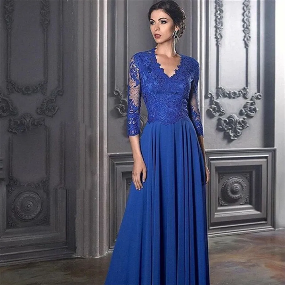 Elegant Blue Mother of the Bride Dresses Long Sleeves Lace Exquisite Chiffon Groom Mother Dress A Line Wedding Party Guest Gowns
Elegant Blue Mother of the Bride Dresses Long Sleeves Lace Exquisite Chiffon Groom Mother Dress A Line Wedding Party Guest Gowns
