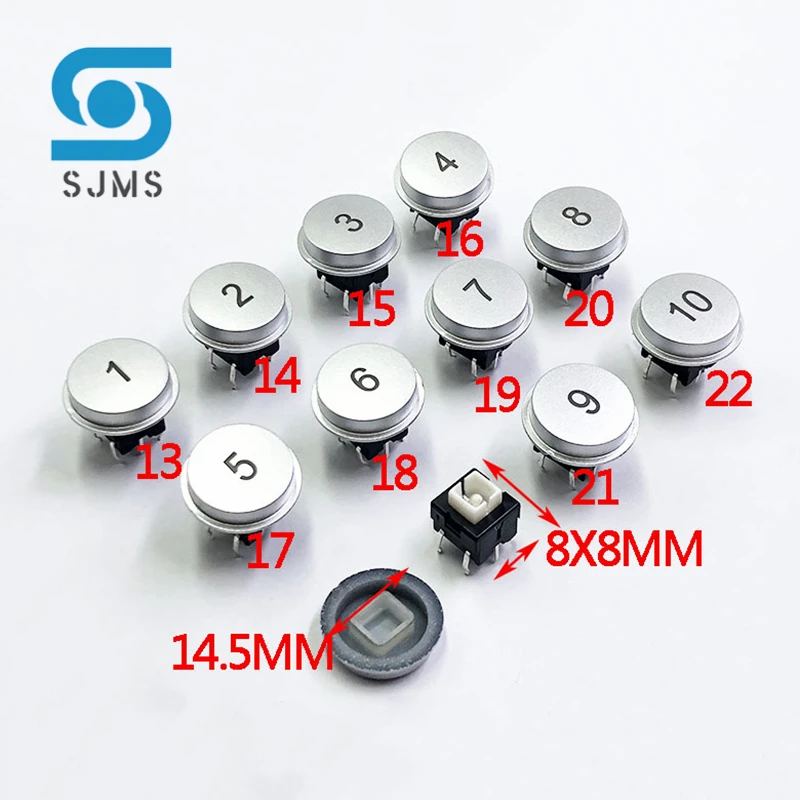 8*8*10.5mm DIP-6P 8x8 With Light LED Tactile Micro Push Button Momentary Switch + C23 Round button Switch Cap Numbers 1-9 1-10
8*8*10.5mm DIP-6P 8x8 With Light LED Tactile Micro Push Button Momentary Switch + C23 Round button Switch Cap Numbers 1-9 1-10