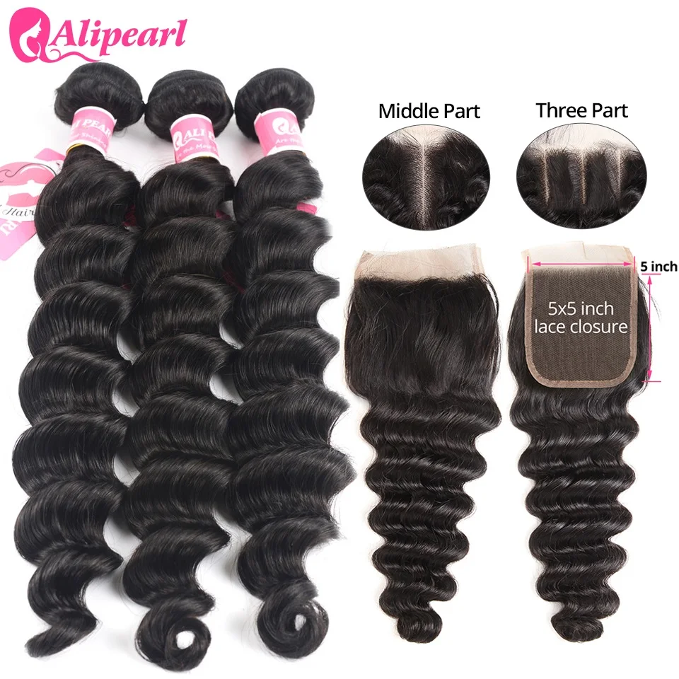 Loose Deep Wave Bundles With 5x5 Closure Free Part Brazilian Human Hair 3 Bundles With Closure Remy Hair Extension AliPearl Hair
Loose Deep Wave Bundles With 5x5 Closure Free Part Brazilian Human Hair 3 Bundles With Closure Remy Hair Extension AliPearl Hair