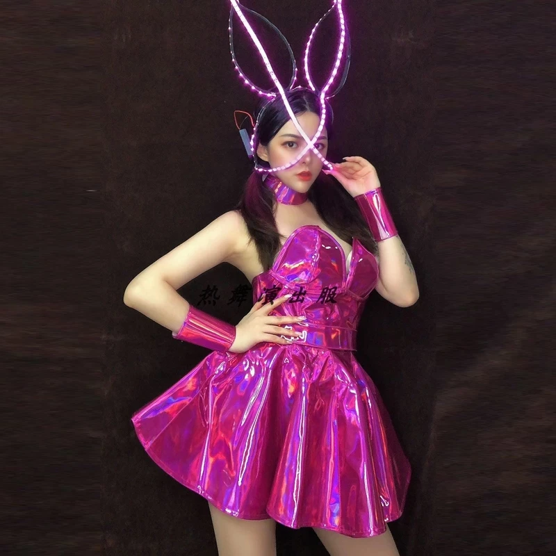Leather Dress Nightclub Bar Jazz Dance Costumes Female Singer Party Stage Dance Team Sexy Luminous Headdress
Leather Dress Nightclub Bar Jazz Dance Costumes Female Singer Party Stage Dance Team Sexy Luminous Headdress